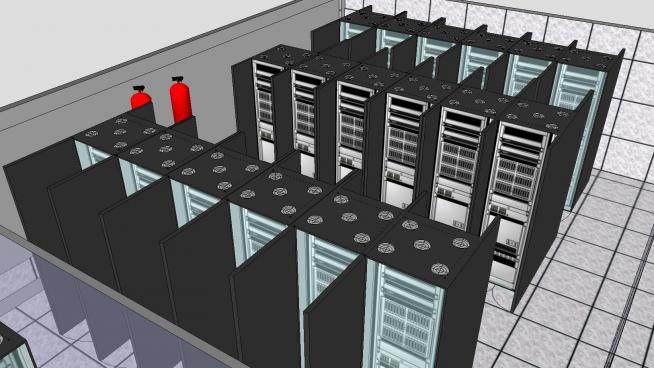 数据中心监控室su模型下载_sketchup草图大师skp模型