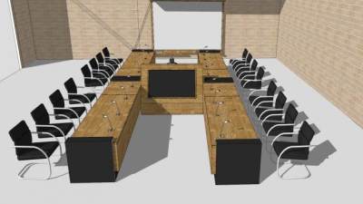 监视器会议室SU模型下载_sketchup草图大师SKP模型