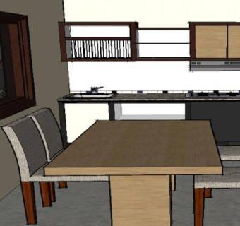 豪华厨房装修SU模型下载_sketchup草图大师SKP模型