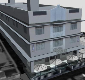 咖啡酒店建筑SU模型下载_sketchup草图大师SKP模型