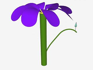 八瓣紫色花朵SU模型下载_sketchup草图大师SKP模型