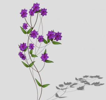 紫色花卉植株SU模型下载_sketchup草图大师SKP模型