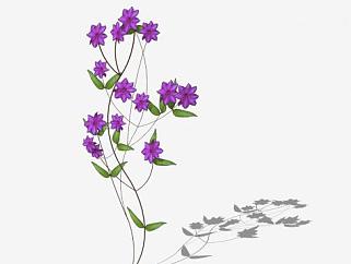 紫色花卉植株SU模型下载_sketchup草图大师SKP模型