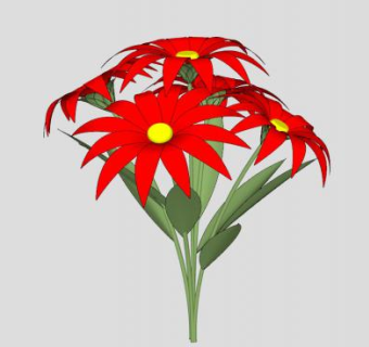 12瓣红花花束SU模型下载_sketchup草图大师SKP模型