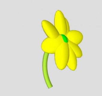 8瓣黄花瓣绿花蕊植物SU模型下载_sketchup草图大师SKP模型