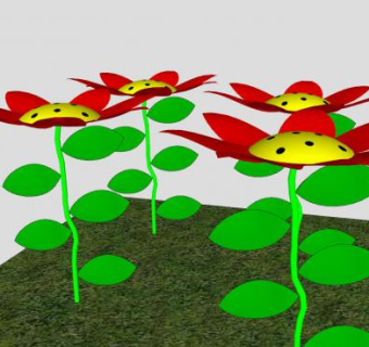 绿地红花花朵植物SU模型下载_sketchup草图大师SKP模型