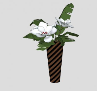 黑棕条纹观花观叶花瓶SU模型下载_sketchup草图大师SKP模型
