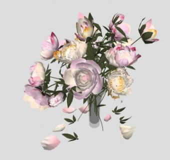 餐桌观赏落瓣花瓶SU模型下载_sketchup草图大师SKP模型
