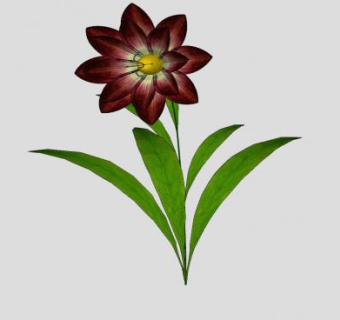 红色花卉花枝SU模型下载_sketchup草图大师SKP模型