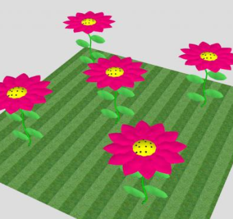 绿地上的花卉SU模型下载_sketchup草图大师SKP模型