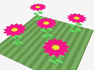 绿地上的花卉SU模型下载_sketchup草图大师SKP模型