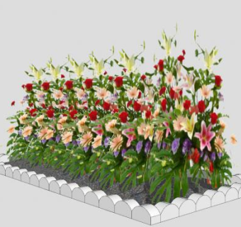 庭院花卉花坛SU模型下载_sketchup草图大师SKP模型