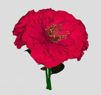 红色芙蓉花花卉SU模型下载_sketchup草图大师SKP模型