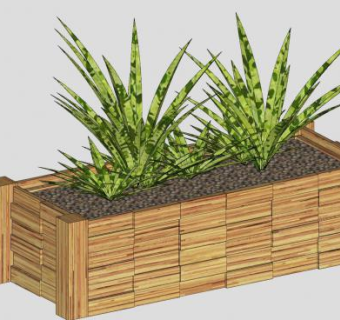 室外木盆栽观叶植物SU模型下载_sketchup草图大师SKP模型