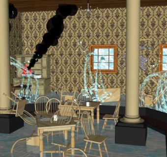 自助早餐酒店餐饮SU模型下载_sketchup草图大师SKP模型