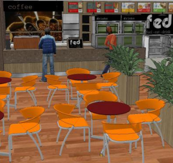 街边餐饮咖啡馆SU模型下载_sketchup草图大师SKP模型