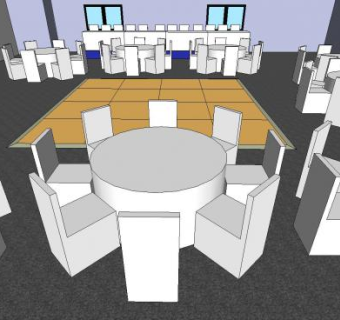 酒店婚姻宴会厅SU模型下载_sketchup草图大师SKP模型