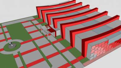 多功能大厅宴会厅SU模型下载_sketchup草图大师SKP模型