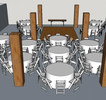 现代婚宴布局SU模型下载_sketchup草图大师SKP模型