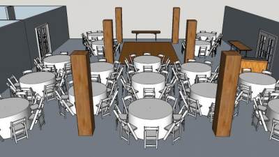 现代婚宴布局SU模型下载_sketchup草图大师SKP模型