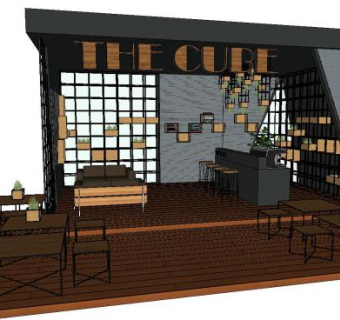 多维数据集咖啡厅SU模型下载_sketchup草图大师SKP模型