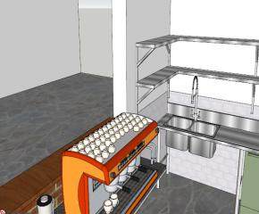咖啡店灰色SU模型下载_sketchup草图大师SKP模型