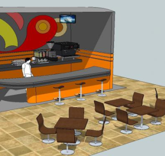 咖啡厅咖啡商店SU模型下载_sketchup草图大师SKP模型