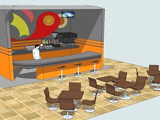 咖啡厅咖啡商店SU模型下载_sketchup草图大师SKP模型