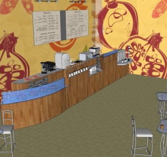 星巴克咖啡厅SU模型下载_sketchup草图大师SKP模型