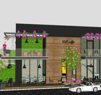 小型咖啡店SU模型下载_sketchup草图大师SKP模型