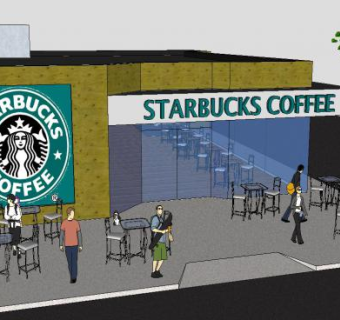 星巴克咖啡店SU模型下载_sketchup草图大师SKP模型
