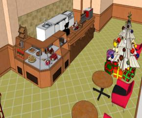 咖啡店咖啡厅SU模型下载_sketchup草图大师SKP模型