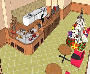 咖啡店咖啡厅SU模型下载_sketchup草图大师SKP模型