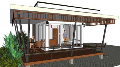 户外咖啡店SU模型下载_sketchup草图大师SKP模型