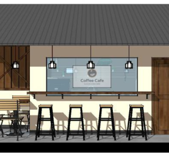 小咖啡店咖啡厅SU模型下载_sketchup草图大师SKP模型