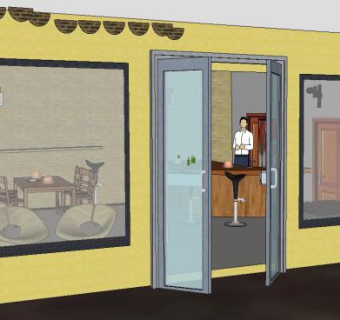 现代咖啡店装修SU模型下载_sketchup草图大师SKP模型