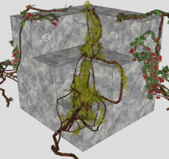 砖石生长藤本植物SU模型下载_sketchup草图大师SKP模型