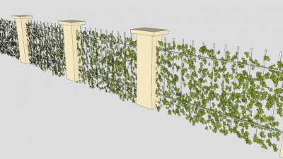 别墅护栏盘绕藤蔓SU模型下载_sketchup草图大师SKP模型
