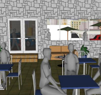 电影集咖啡馆SU模型下载_sketchup草图大师SKP模型