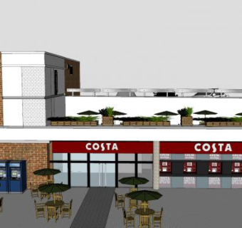 科斯塔咖啡店SU模型下载_sketchup草图大师SKP模型
