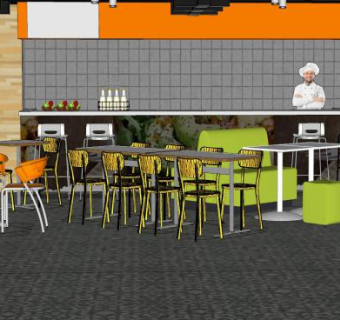 休闲风格咖啡店SU模型下载_sketchup草图大师SKP模型