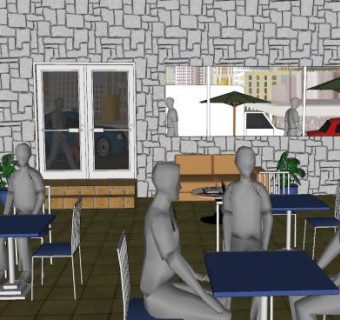 休闲电影集咖啡馆SU模型下载_sketchup草图大师SKP模型