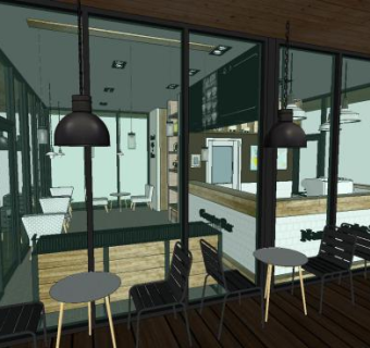 现代装修咖啡店SU模型下载_sketchup草图大师SKP模型
