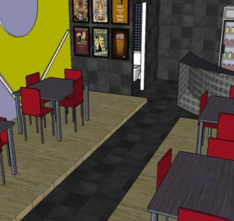 室内装修咖啡馆SU模型下载_sketchup草图大师SKP模型