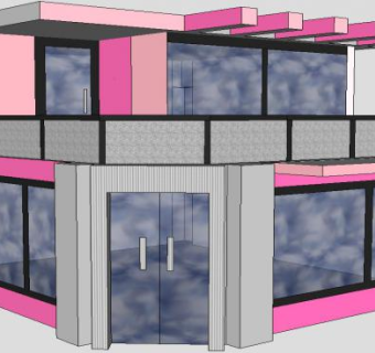 粉色咖啡店SU模型下载_sketchup草图大师SKP模型