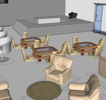 舒适咖啡馆SU模型下载_sketchup草图大师SKP模型