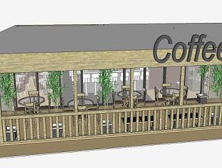 咖啡厅木质装修SU模型下载_sketchup草图大师SKP模型