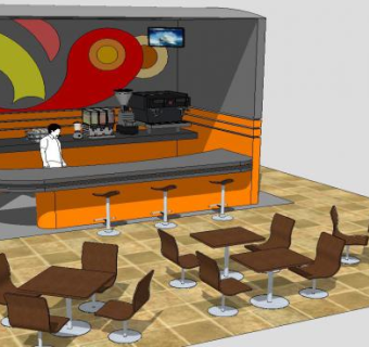 简单咖啡馆SU模型下载_sketchup草图大师SKP模型