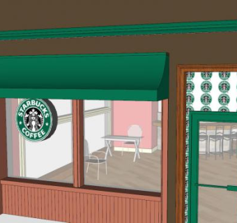 休闲星巴克咖啡厅SU模型下载_sketchup草图大师SKP模型