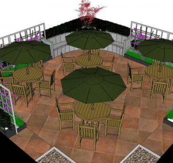 户外装饰咖啡馆SU模型下载_sketchup草图大师SKP模型